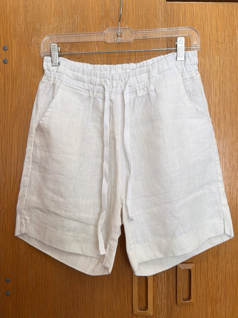 White Linen Drawstring Shorts